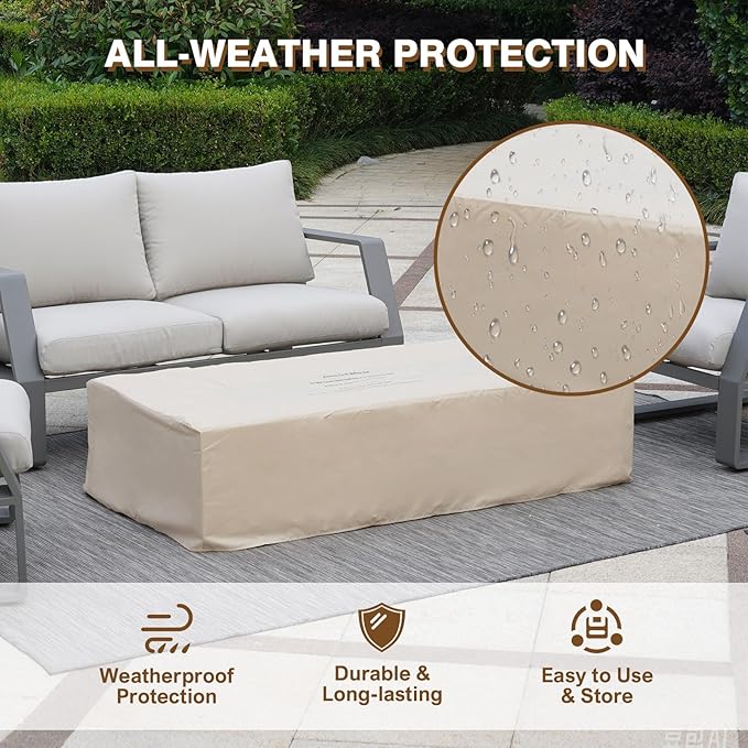 Outdoor Propane Fire Pit Table Set – Premium Terrazzo-Like MgO Finish, Sturdy & Waterproof 56-Inch Gas Fire Table for Patio, Garden & Backyard, Includes Rain Cover & Glass Beads