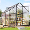 Jocisland 6x12x6.3 FT Polycarbonate Walk-in Greenhouse with Dual Doors and Roof Vents, Outdoor Garden Greenhouse, Black