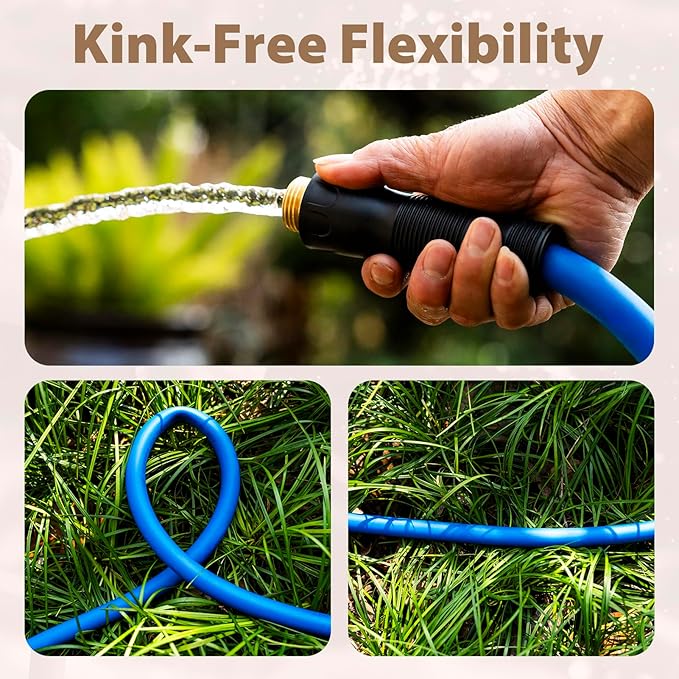 5/8" Female to Female Hot/Cold Water Leader Hose 5ft, -50℉ to 190℉ Flexible,Burst 600 Psi 3/4" Brass Fittings with Swivel Grip Handle for Outdoor,Yard, Farm, Blue