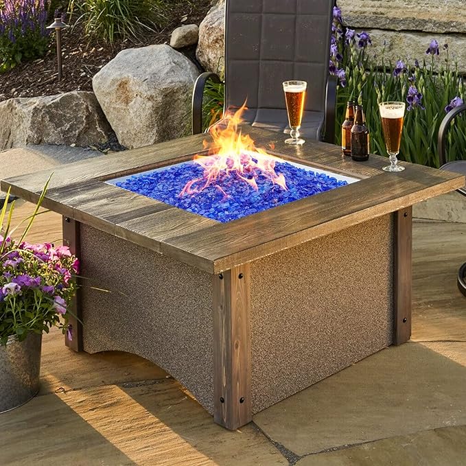 Onlyfire 10 lbs Fire Glass for Propane Fire Pit, 1/2-Inch High Luster Fireplace Glass Rocks for Fire Pit Table, Cobalt Blue