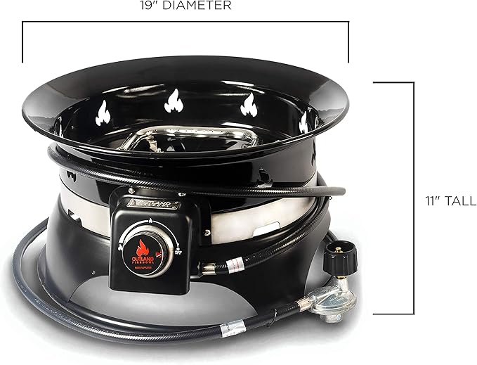 Outland Living Firebowl 870 Premium 19” Auto-Ignition Smokeless Propane Fire Pit – Outdoor Gas Fire Pit with Cover & Carry Kit, 58,000 BTU, Black