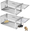 2 Pack Humane Rat Traps - Rodent Trap for Squirrel Mouse Mice, Live Rat Traps Catch and Release for Indoors and Outdoors-（10.6 * 5.5 * 4.7in）