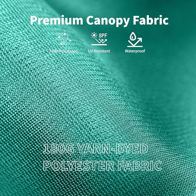 9FT Solar Umbrella 32 LED Lighted Patio Umbrella Table Market Umbrella w/Tilt and Crank, UV-Resistant Outdoor Umbrella for Pool, Garden, Deck, Turquoise Blue