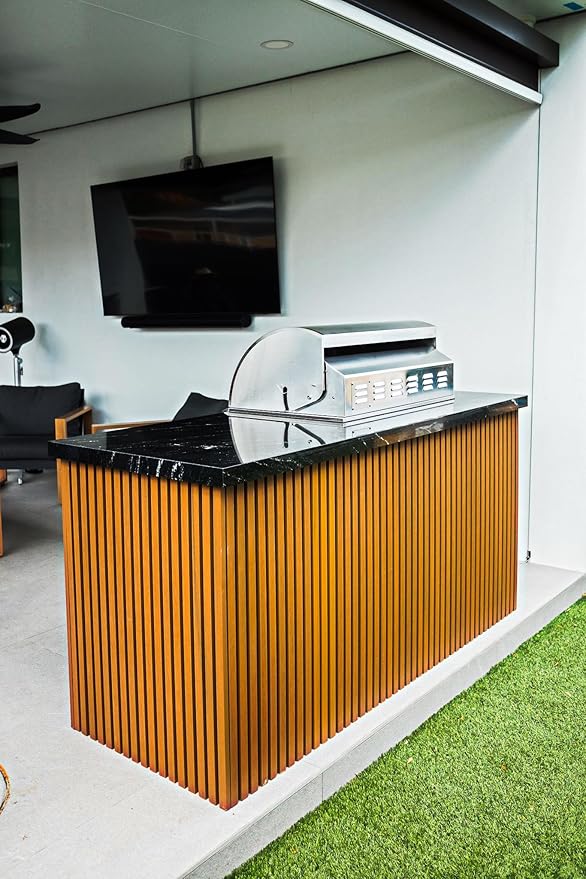 Blaze Outdoor Products Luxury Living Supply Custom Kitchen Island – Propane Gas | Welded Aluminum Frame, Granite Countertop, Weatherproof, Fire & UV Resistant