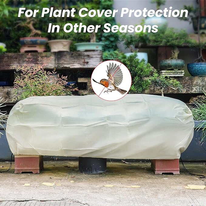 MIXC 2 Packs Plant Covers Freeze Protection, 43.3''x 15.8''x 17.7''Winter Plant Cover Cold Weather Tree Frost Cloth Warm Blankets Shrub Covers for Outdoor Plant