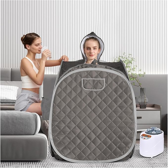 ZONEMEL Portable Steam Sauna, Full Body Home Sauna Spa, 1 Person or 2 Person Share Saunas, 3L Steam Generator with Remote Control (Black, L 33.5”x W 32.3”x H 41.7”)