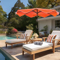 PHI VILLA 9ft Patio Umbrellas with 24 pcs LED Solar Lights, Outdoor Market Table Lighted Umbrella with 8 Steel Ribs, Tilt for UV-Resistant, Lotus Leaf Shape Canopy, Orange