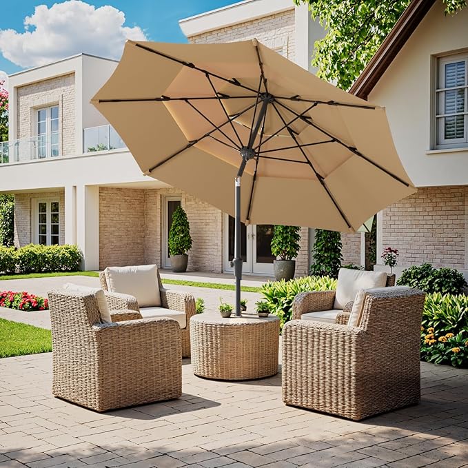 Patio Umbrellas, Pool Umbrella, Outdoor Umbrella with Push Button Tilt/Crank, Deck Umbrellas, Market Umbrela Table for Backyard, Deck, Garden, Pool