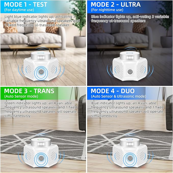2026 New Ultrasonic Mouse Repellent Plug in Electronic Repellent Devices Control for Rodent Rat Mouse Mice Squirrel Bat 3 IN1 Mice Repellent Indoor for House Garage Basement Attic,2 Pack