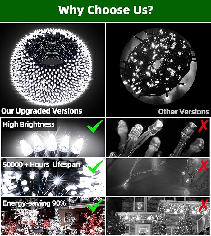 1500 LED 470FT Christmas Lights Outdoor,12 Lighting Modes Christmas String Lights with Timer, Dimmable Cool White LED String Light Waterproof for Outside Yard Tree Patio Xmas Party Holiday Decorations