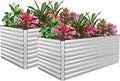 FOOWIN 2pcs 8x4x3ft Galvanized Raised Garden Bed, Planter Raised Garden Boxes Outdoor, Large Metal Raised Beds for Gardening, Garden Bed for Vegetables, Flowers, Herb, Silver