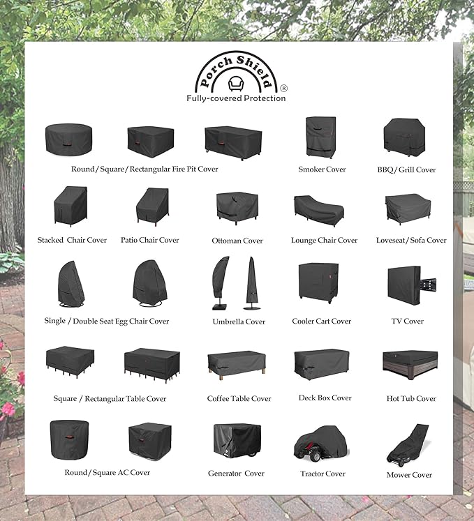 Porch Shield Patio Fire Pit Cover - Waterproof 600D Outdoor Rectangular Fire Table Cover Deck Box Protector - 48 x 28 inch, Black