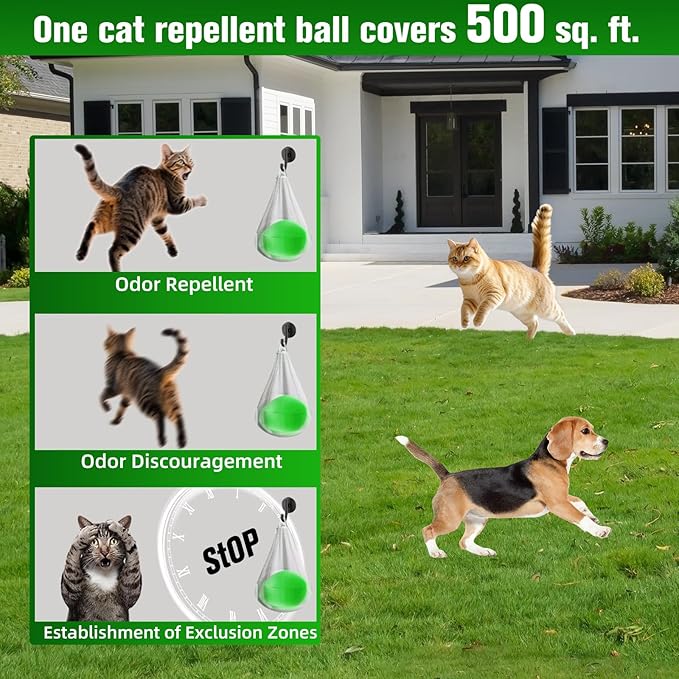 Cat Repellent Outdoor & Indoor (9-Pack) ，Cat Deterrent Balls，Natural Peppermint Oil Cat Deterrent and Keep Cats Out of Plant Yard Garden Lawn, Garden, and Furniture, Scratch and Chew,