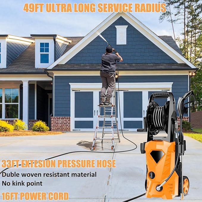 Imdot 5000PSI Eectric Pressure Washer 2025 2.8GPM High Power Washer with 4 Pressure Nozzle and Soap Bottle for Home, Car Washing, Fence Cleaning, Patio (Orange)