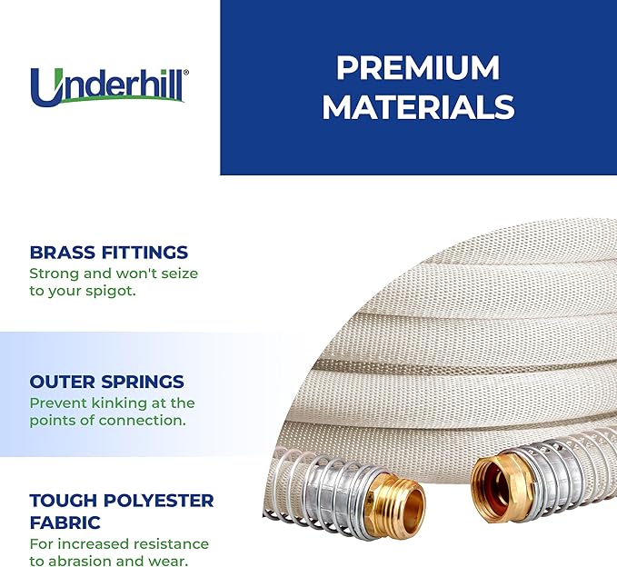Featherweight EVO Lightweight Fabric Garden Water Hose for Outdoors, Yard, Kink-Resistant, Flexible, Weighs 5 Pounds, 200 PSI Working Pressure, 800 PSI Burst Pressure, 50 ft Long, Tan
