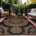 Medallion Outdoor Rug 9x12 Washable Outside Carpet for Indoor Patio Porch Waterproof Easy Cleaning Non Shedding Area Rugs Nut Brown 9 x 12