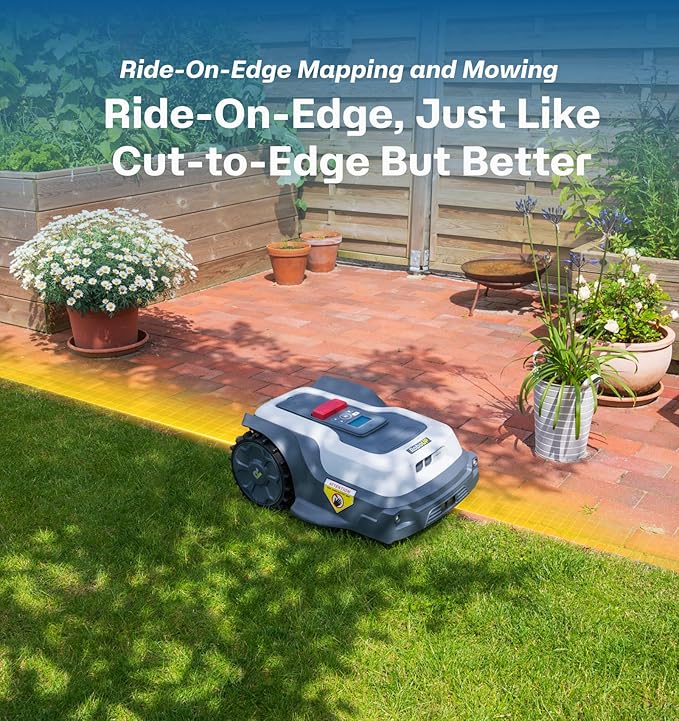 T1200Pro Robot Lawn Mower Wire Free, RTK+Vision Ride-on Edge Mapping Mowing for 0.37 Acre Yard, AI Obstacle Avoidance, APP Multi-Zone Management, Automatic Robotic Lawnmower Handle 20° Slope