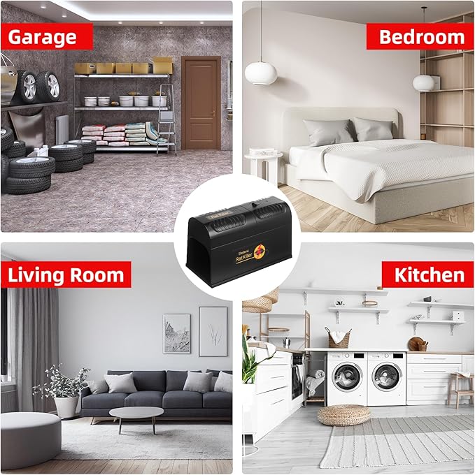 2025 Electric Mouse Trap Zapper Powerful Rat Traps Indoor for Homes with Anti-Escape Door,Reusable&Effective Humane Rodent Zapper Electric Shock Mouse Killer for Garage,Bedroom,Home