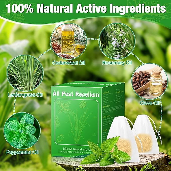 24Pack Mouse Rodent Repellent & Pest Defense - Natural Peppermint Oil Deterrent Rodent Repellent for Indoor/Outdoor Use - Repel Mice and Rat Safe Around Kids & Pets