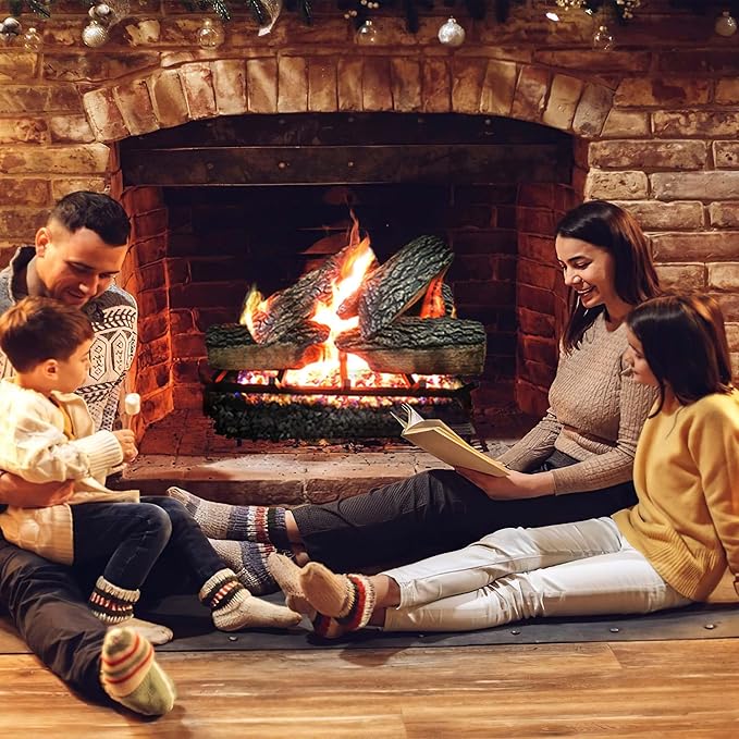 18" Premium Gas Logs - Safety Pilot Light Kit Included - for Liquid Propane Vented Fireplaces - Blazing Oak Design (Logs + Safety Pilot Light Kit)