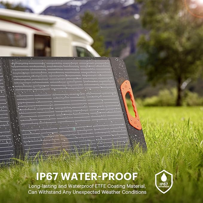 200 Watt Portable Solar Panel for Power Station,Camping Essentials, 20V Foldable Solar Charger with Solar Cable,23.5% High Efficiency IP67 Waterproof 4 Kickstands for RV Camping Gifts