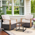 Belord Outdoor Swivel Rocker Chairs Set of 2 with Metal Wide Armrests, 3 Piece Patio Bistro Wicker Chairs with Side Table, Comfort Glider Furniture for Porch, Deck, Sunroom, Backyard