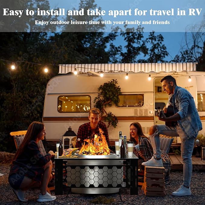 Fire Pit Surround Tabletop Large Use for Solo Stove Bonfire Ranger Yukon 2.0 and Mesa, Fire Pit Table Square Made of UV-Resistand Antirust Thick Metal, for Indoor Outdoor Use