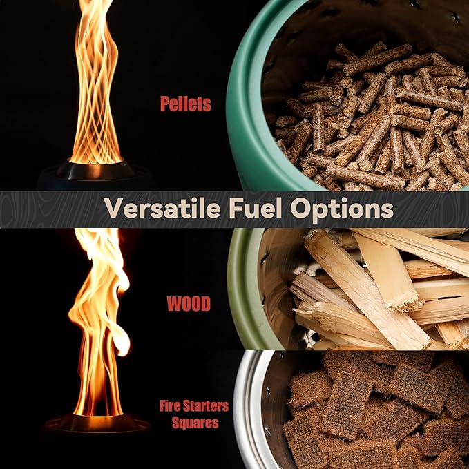 ONLYFIRE OUTDOOR LIVING Tabletop Fire Pit Burning Woods/Pellets, Portable Small Fireplace with Storage Bag for Camping Tailgating RV Patio Backyard, Smokeless Camping Stove 9.5", FP055 Blue