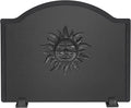 Iron Fireback with Feet - 22.5in Sun Fireplace Heat Reflector, Heat-Resistant Material with Decorative Design for Wall Protection