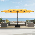 Sophia & William 15 ft Extra Large Patio Umbrella with Solar Lights, Rectangular Outdoor Umbrella with Base Included, Market Umbrella Double-sided Heavy Duty for Pool Garden Backyard, Golden yellow