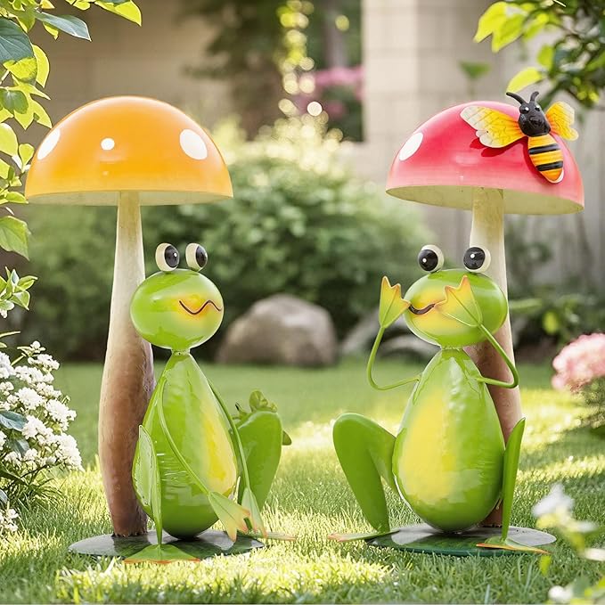 Ultym 36.8" Metal Frog Garden Statue, Handcrafted Extra-Large Animal Yard Decor Sculptures, Backyard Decoration, Metal Garden Bird Animal Yard Art, Lawn Ornament Decor