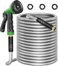 Metal Garden Hose 50ft, Stainless Steel Water Hose Leak-Proof w/10 Function Sprayer Nozzle, 5/8" Flexible Garden Hoses, Long-Lasting, Lightweight, No-Kink Water Hose, for Yard and Lawn