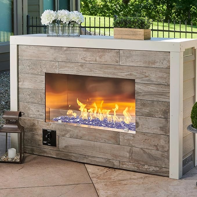 Mesida Fire Glass for Propane Fire Pit - 10 lb Reflective High Luster Glass Rocks, Cobalt Blue 1/4-Inch Fire Pit Glass for Indoor/Outdoor Fireplace & Fire Table, Tempered Decorative Firepit Rocks