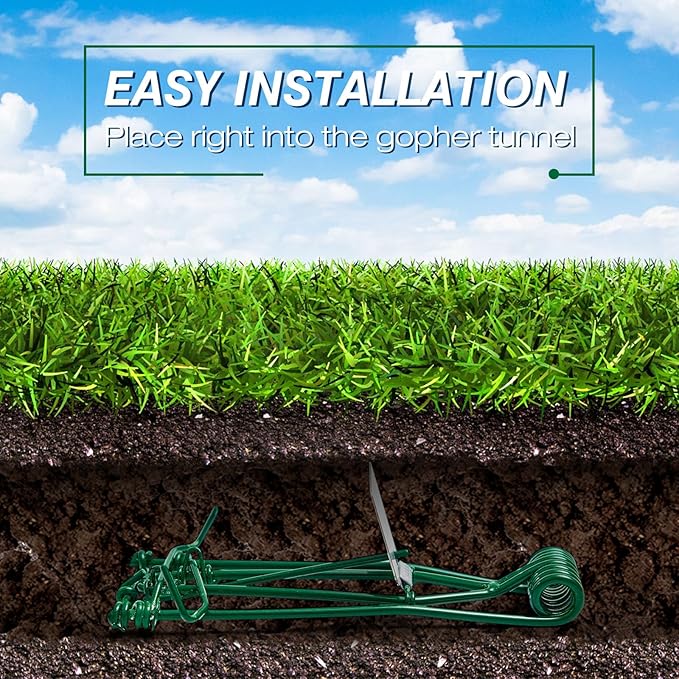 Qualirey 24 Pcs Outdoor Gopher Trap Easy Set Mole Trap Weather Resistant Gopher Killer Vole Killer for Lawn Garden Farm (Green)