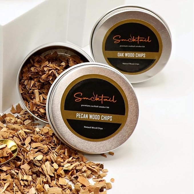 Cocktail Smoker Wood Chips 4 Variety Pack | Wood Chips Refill for Cocktail Smokers - Work with All Old Fashioned Smokers Chips 4 Natural Flavors Walnut, Pear, Hickory, Misquite (each 1 oz (16gr))