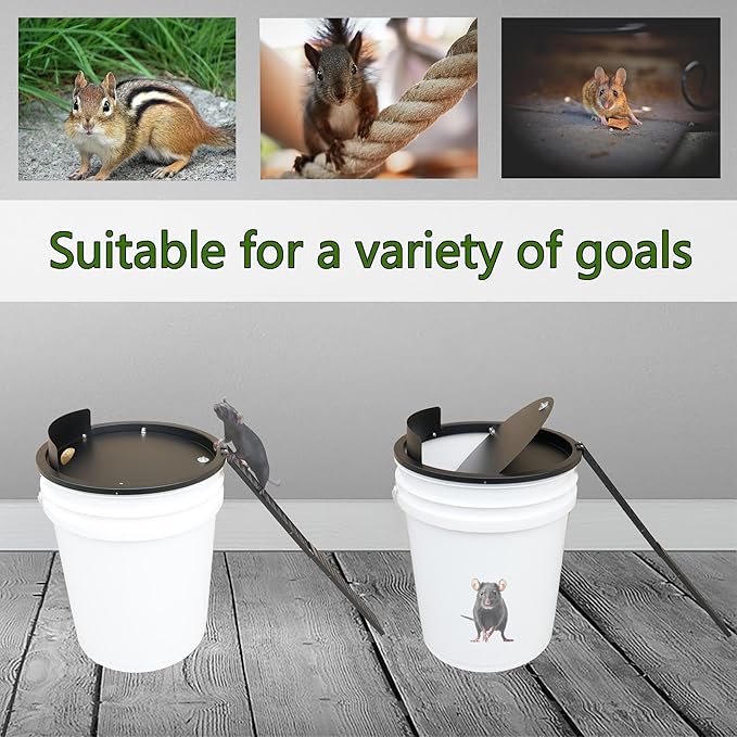 Bucket Lid Mouse Trap Metal 5 Gallon lid,Strong Metal Material That Cannot be Bitten, auto Reset, Repeat Catch, Indoor Outdoor, Reusable 5 Gallon Bucket Lid, (1Pack) (Black)