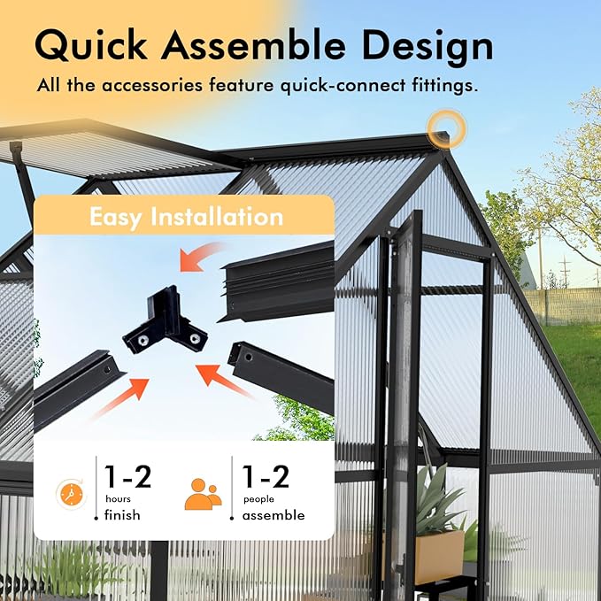 6×4FT Small Greenhouse, Walk in Green Houses for Outside and Garden Planting, Enhanced Aluminum Mini Greenhouse with Electronic Thermometers, Withstands Bad Weather to Protect Vegetable or Plants