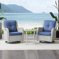 Belord Outdoor Swivel Rocker Patio Chairs Set of 3,High Back Swivel Patio Chairs Wicker Furniture Set,2 PCS Rattan Swivel Rocking Chair with Side Table,Light Grey Wicker (A089-2)