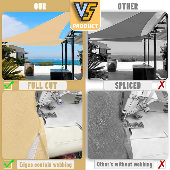 LOVE STORY Custom Size 9'x12'x15' Sand Sun Shade Sail Right Triangle Sunhsade Fabric Awning Canopy for Patio Backyard Carport Pergola (Customized)