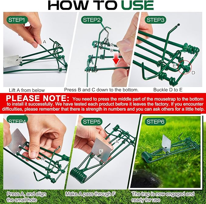 Qualirey 8 Pcs Outdoor Gopher Trap Easy Set Mole Trap Weather Resistant Gopher Killer Vole Killer for Lawn Garden Farm (Green)