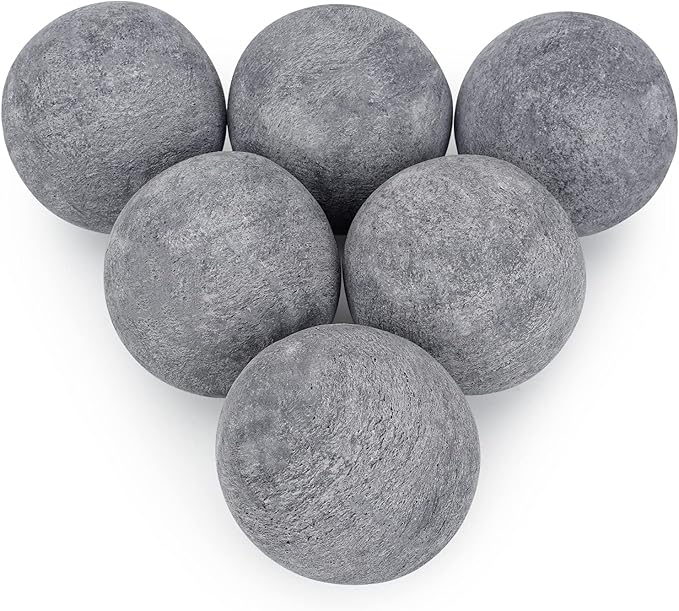 Stanbroil Ceramic Balls - 5” Round Fire Stones for Fire Pit Fire Bowl and Fireplace - Set of 6, Gray