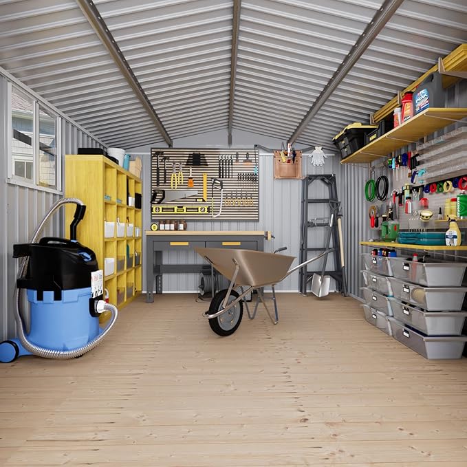 8x6 FT Outdoor Storage Shed, Metal Sheds & Outdoor Storage, Waterproof Sheds with Lockable Doors for Backyard