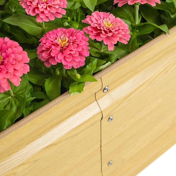 Vego garden Raised Garden Bed, 17" Tall 6 in 1 Novel Modular Raised Garden Bed Kit, Wooden-Look Metal Planter Box for Vegetables, Flowers & Fruits, Sunlit Oak
