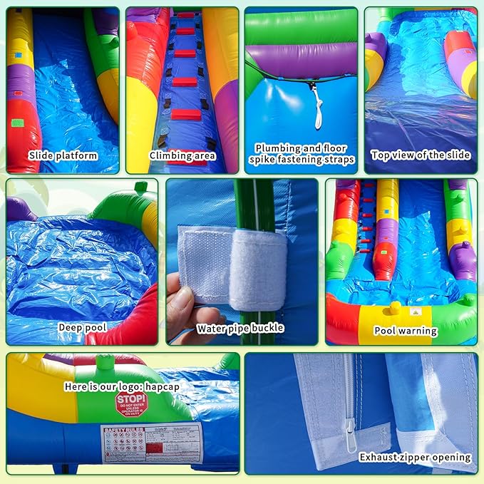 Semi Commercial Inflatable Water Slide for Big Kids 8-12 or Adults,Outdoor Use,High Slide with Shallow Pool,Backyard Water Play Slide,19‘ × 9’ ×13‘ (Without Blower)