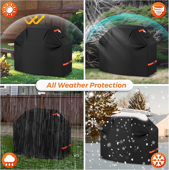 59" Grill Cover BBQ Gas Grill Cover for Outdoor Grills Thick Heavy Duty Covers All Weather Protection Griddle Covers for Weber, Genesis, Charbroil, Black