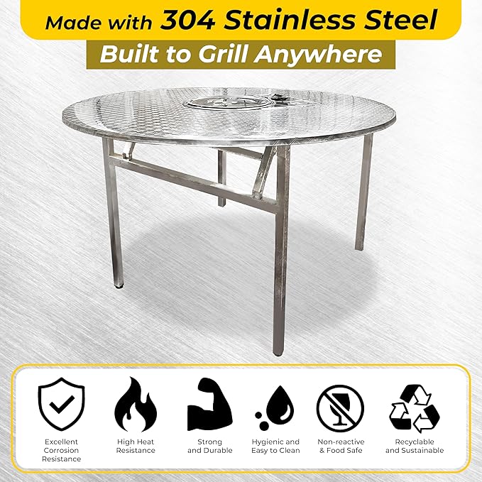 43.5" X 30" Korean BBQ Grill Foldable Outdoor Large Table All-In-One Set (Gas + Charcoal)