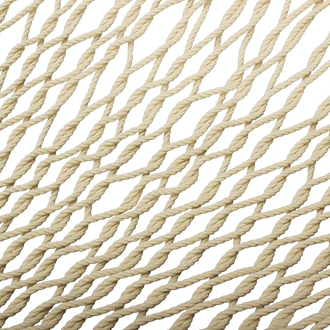 Original Pawleys Island Single Oatmeal DuraCord Rope Hammock – 12 ft. x 50 in., 1-Person, 450 lb Capacity, Oak Spreader Bar, Zinc-Plated Hardware, Handcrafted in The USA