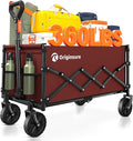 Collapsible Wagon Cart Foldable - Lightweight Portable Heavy Duty Folding Beach Wagons with Wheels - Outdoor Utility Carts for Grocery, Camping, Shopping, Sports with Large Capacity - Red