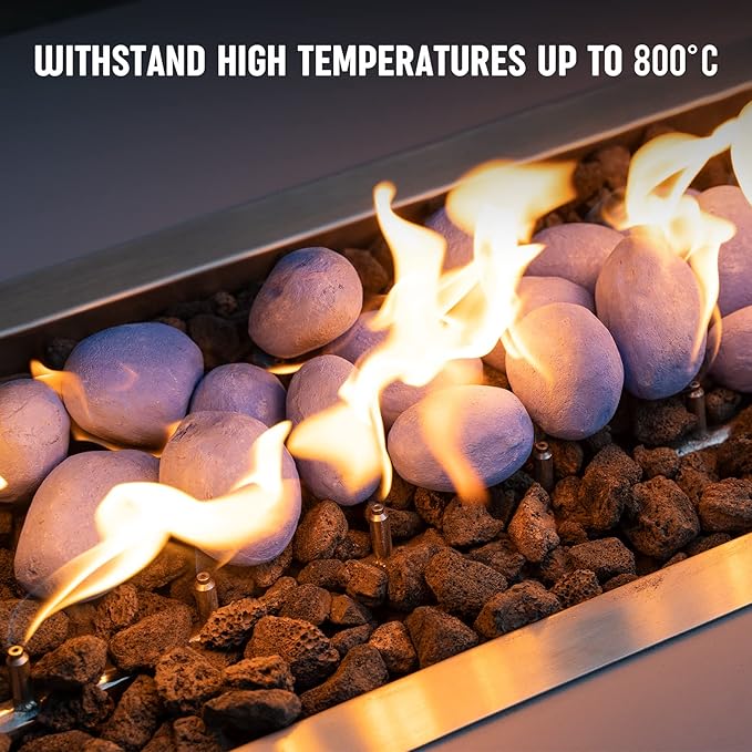 Stanbroil 24pcs Light Weight Ceramic Fiber Pebble Stones for Indoor Outdoor, Gas Inserts, Ventless, Vent Free, Electric, Outdoor Fireplaces and Fire Pits - Blue