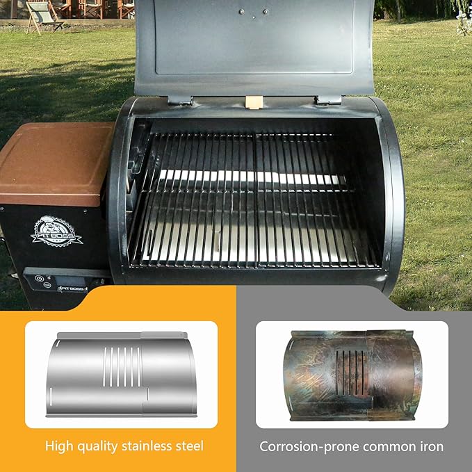 Flame Broiler Kit for Pit Boss Sportsman/Navigator 540/500/550 Series Smoker Grill,Heat Diffuser Compatible with Pit Boss Replacement Parts PB500NX PB500SP PB550G,Includes Main Plate and Slide Cover